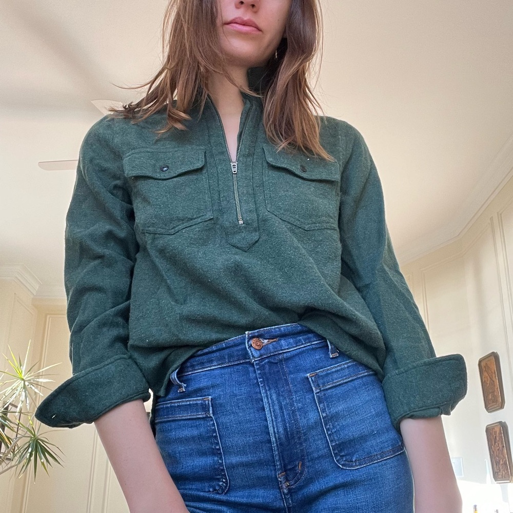Green Quarter-Zip Flannel From Madewell